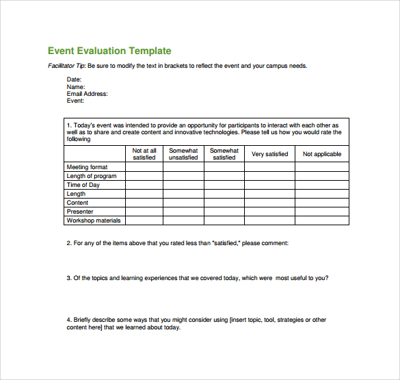 FREE 9+ Event Evaluation Samples in PDF MS Word Excel