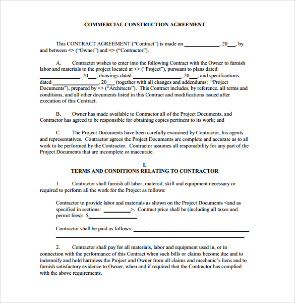 Building Contract Agreement Sample