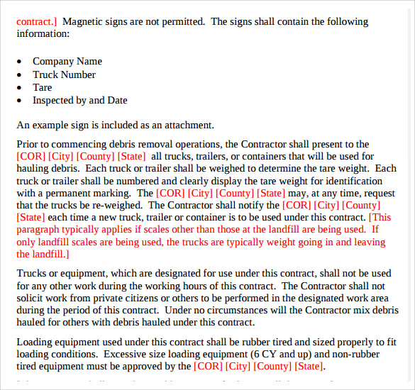 construction scope of work template