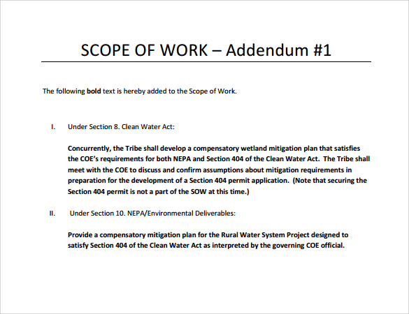 Free 21 Sample Scope Of Work Templates In Pdf Word Excel