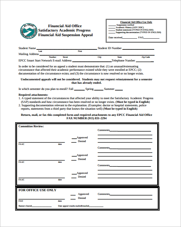 8-financial-aid-appeal-letters-doc-pdf-sample-templates