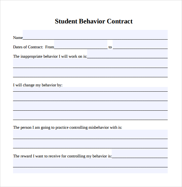 student behavior contract template