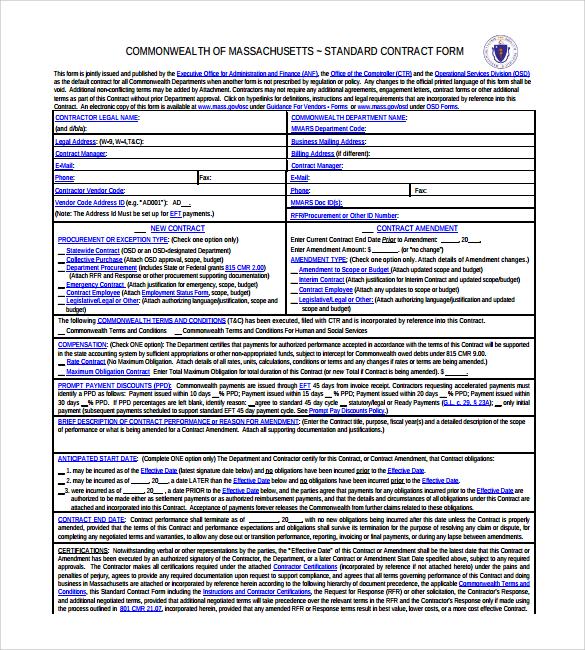 standard legal contract