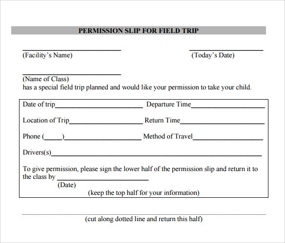 field trip permission slip template