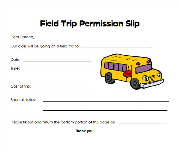 permission slip templates field trip forms
