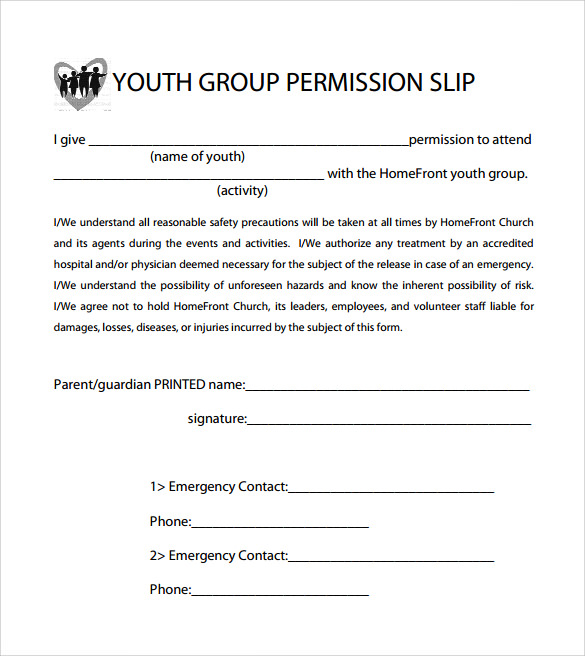 youth group permission slip pdf template free download