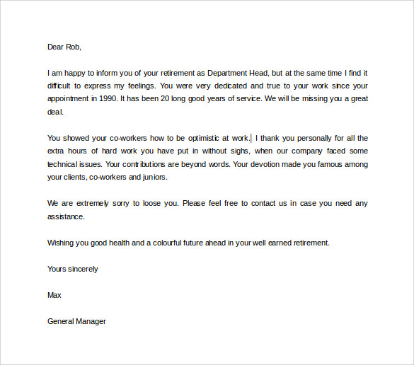 Sample Retirement Letter To Employee from images.sampletemplates.com