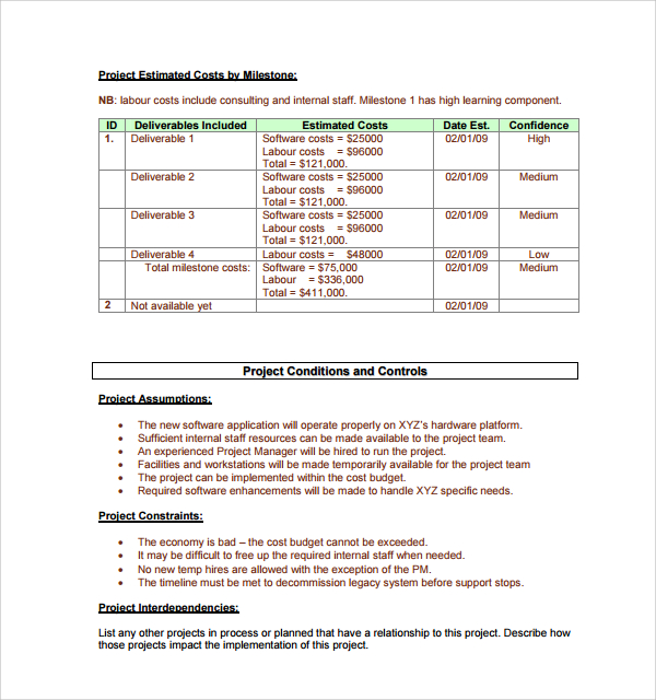 sample project charter template