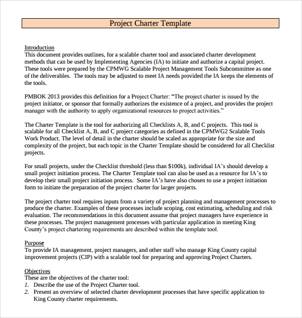 Project Charter Examples Documents