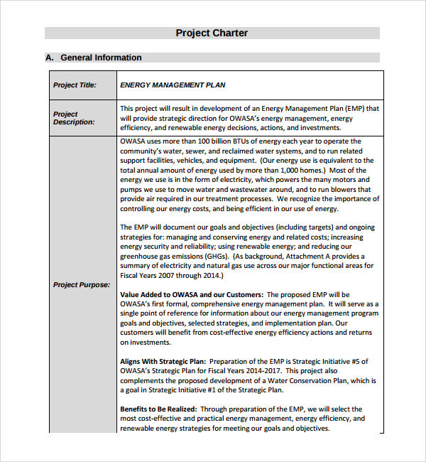 general project charter template