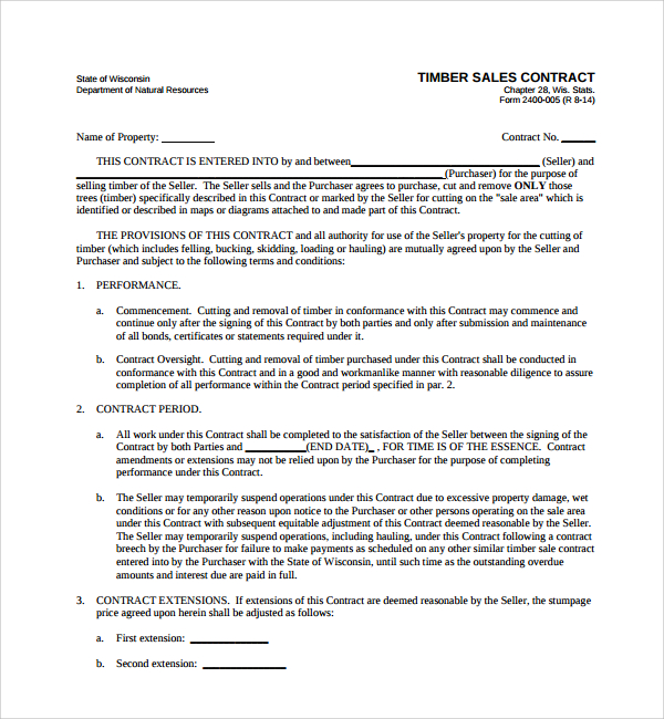 timber sales contract template