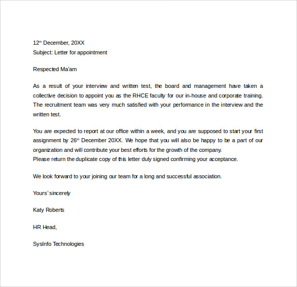 form letter word have hired a a appointment an employees, bunch After you new letter