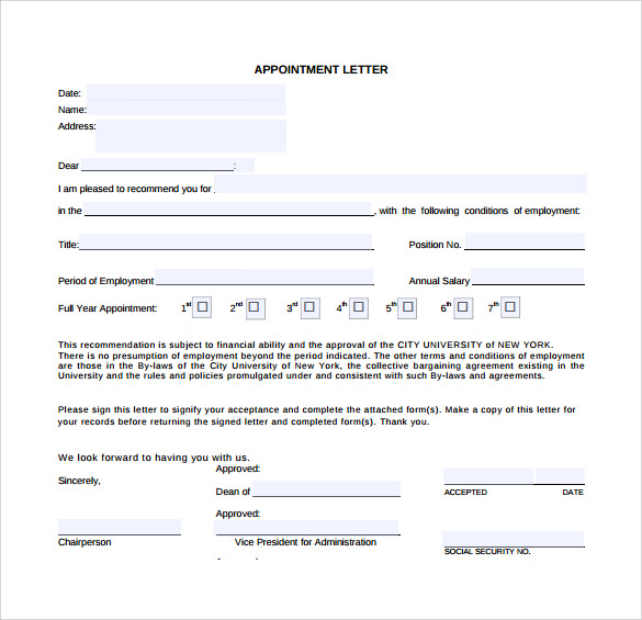 appointment letter pdf download