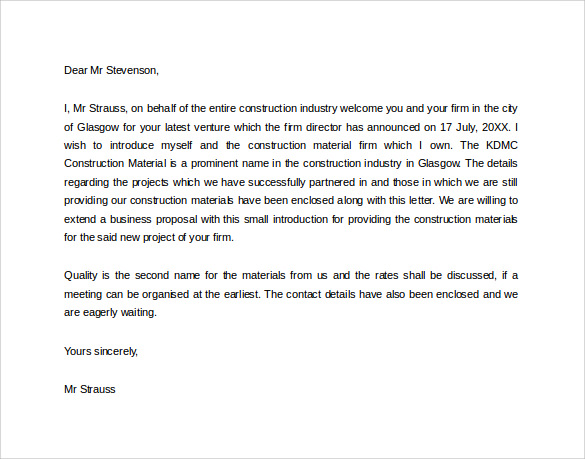 contractor letter of introduction