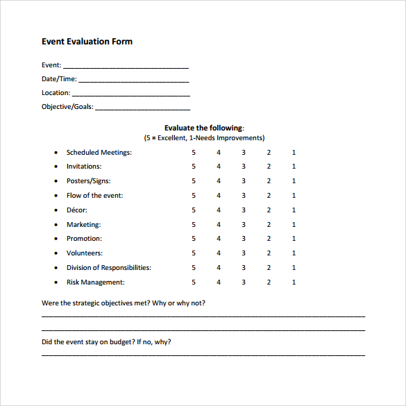 FREE 9 Event Evaluation Samples In PDF MS Word