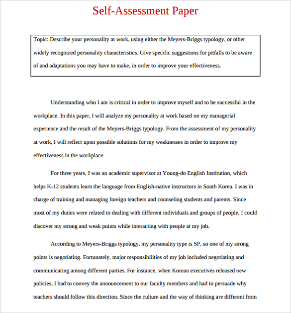 employee self evaluation sample essay