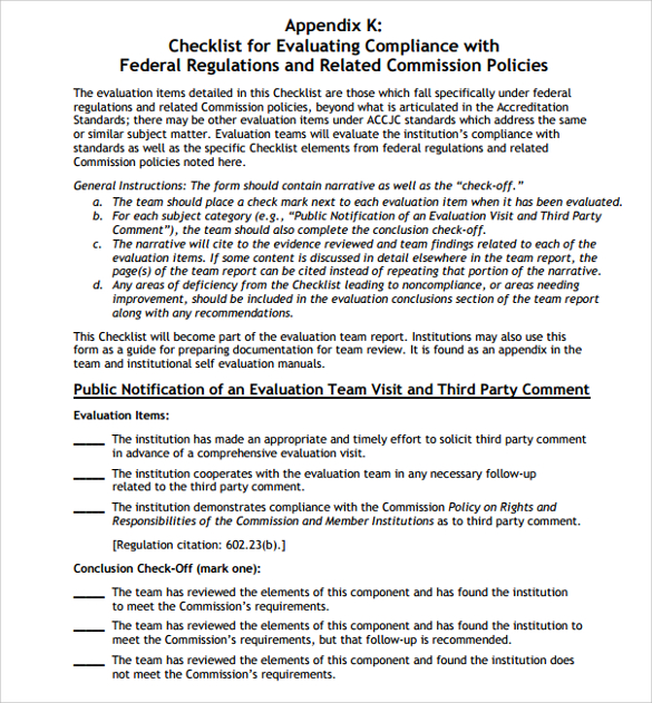 institutional self evaluation template