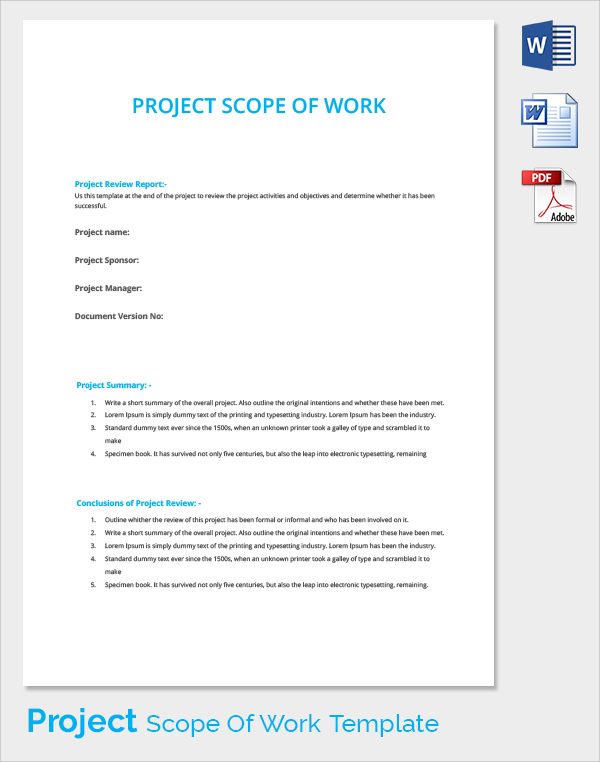 The project template in pdf, word, excel format are free 