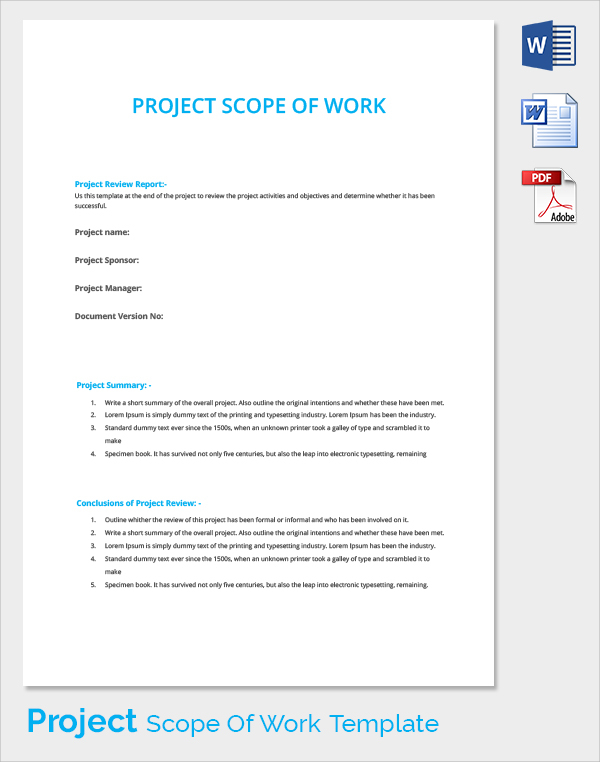 FREE 40 Sample Scope Of Work Templates In PDF MS Word Excel