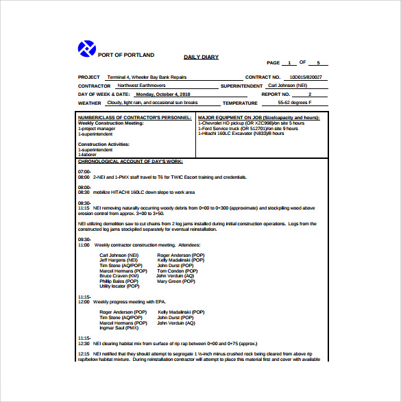 construction weekly status report free pdf download