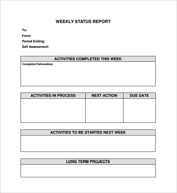 Simple Weekly Status Report Template