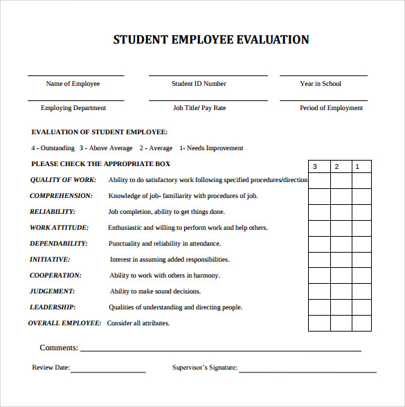 Download Free Employee Evaluation Forms 7303