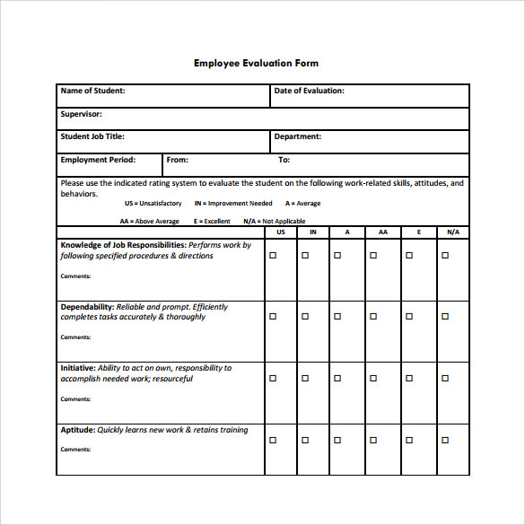 FREE 41+ Sample Employee Evaluation Forms in PDF