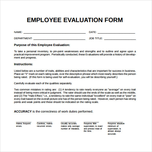 How is work done by an employee evaluated?