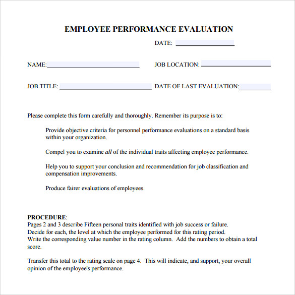 free employee evaluation form