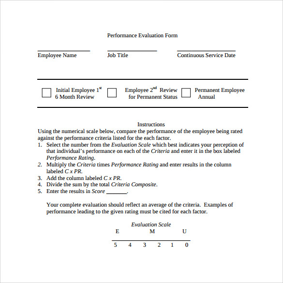 free performance employee evaluation form
