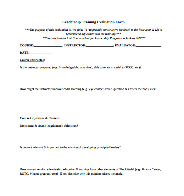 leadership training evaluation form1