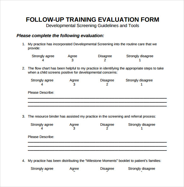 follow up training evaluation form