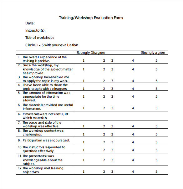 15+ Sample Training Evaluation Forms – PDF  Sample Templates