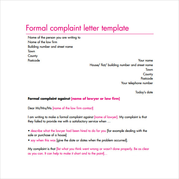 complaint-letter-templates-14-free-word-excel-pdf-formats