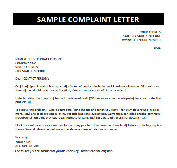 Complaint Letter - 16+ Download Free Documents in Word, PDF