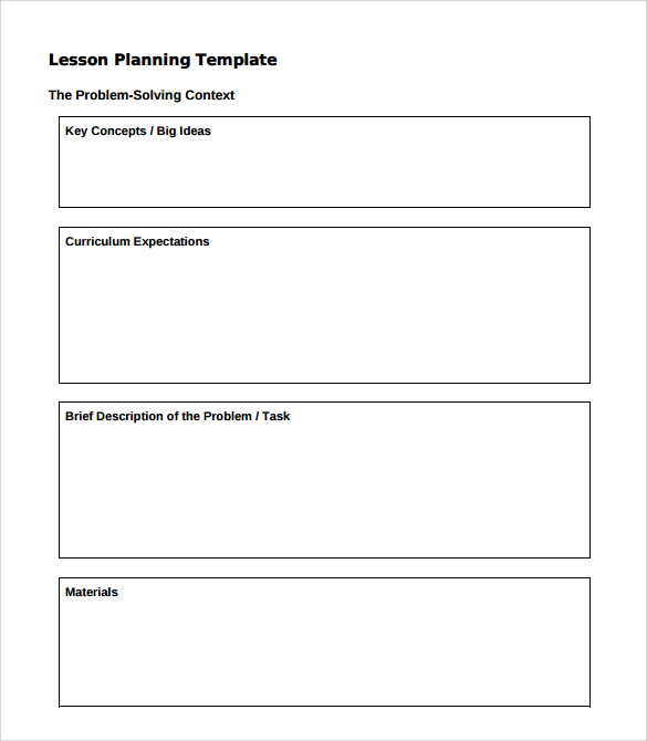 simple preschool lesson plan template
