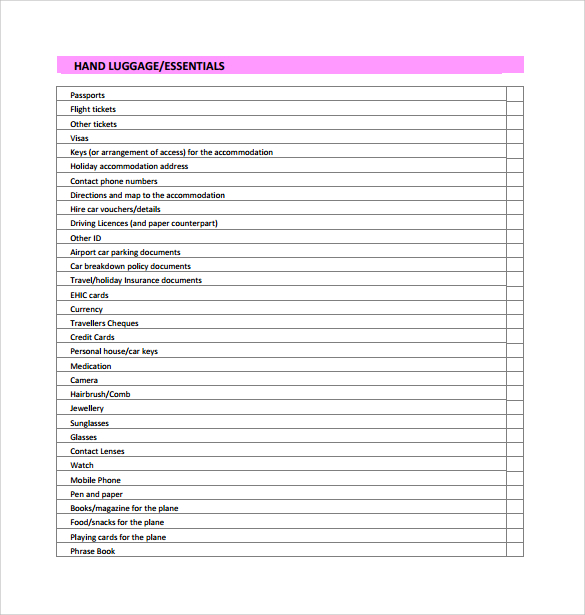 holiday packing checklist template