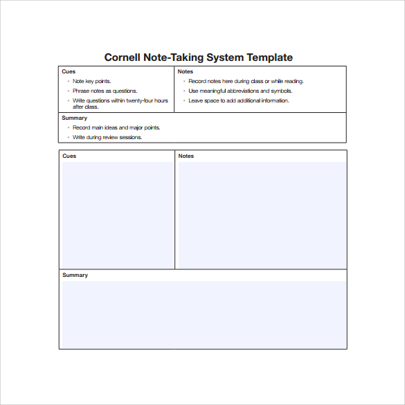 Sample Cornell Note Taking Method