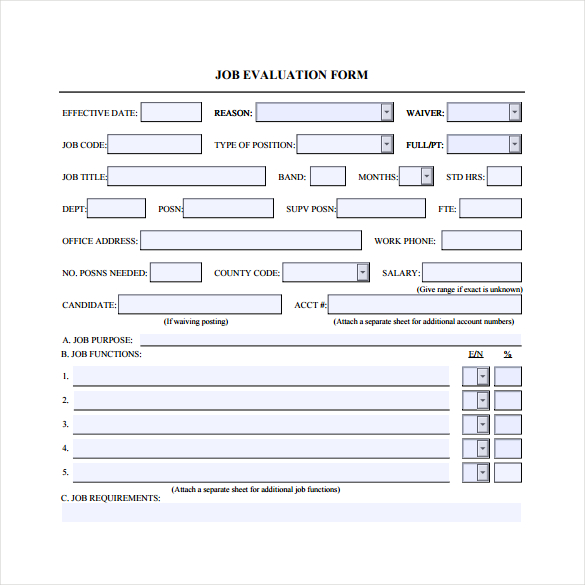 job evaluation form pdf