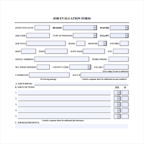 FREE 9 Job Evaluation Samples In MS Word PDF