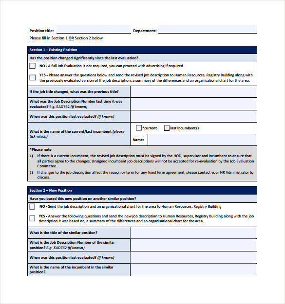 job evaluation form free download