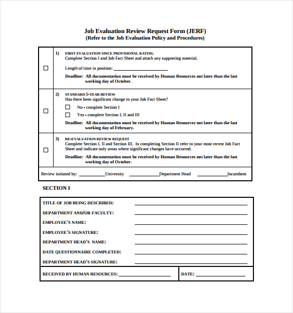 job evaluation form to print