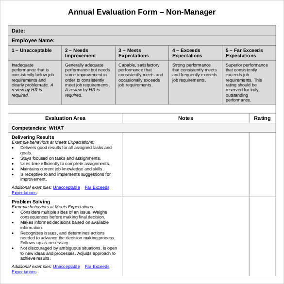 annual employee evaluation form