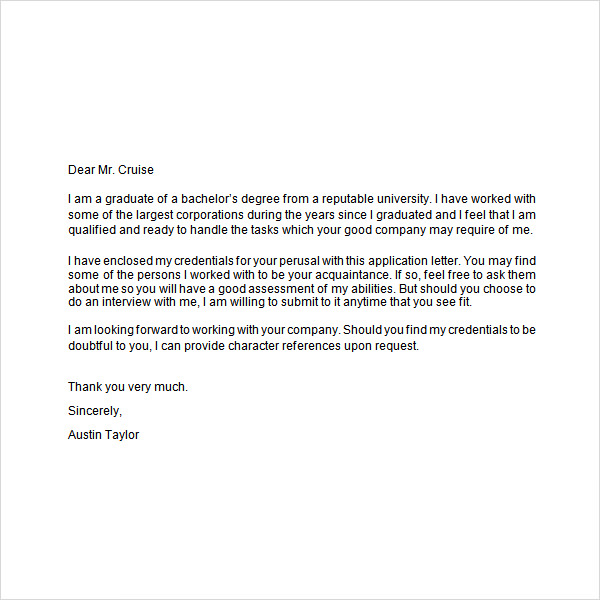 application letter template