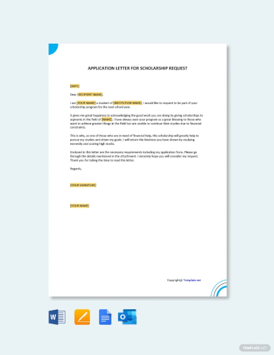application letter for scholarship request template