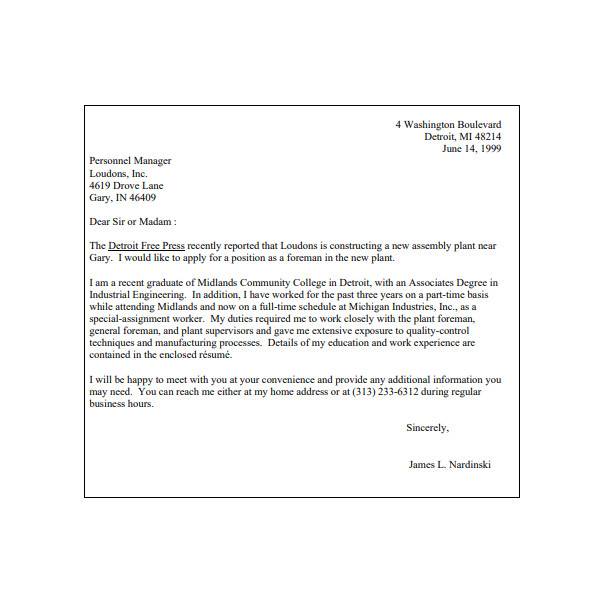 Free 10 Application Letter Templates In Ms Word Pdf