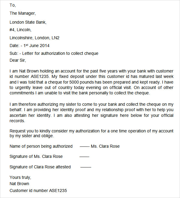 authorization letter claim