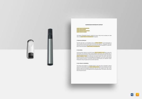 baby photography contract template