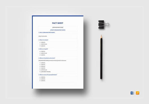 blank fact sheet template in word