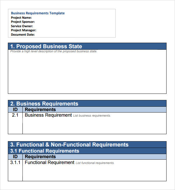 business requirements template